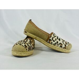 Stuart Weitzman Espadrille Leopard Print Calf Hair Leather 8 Camping
